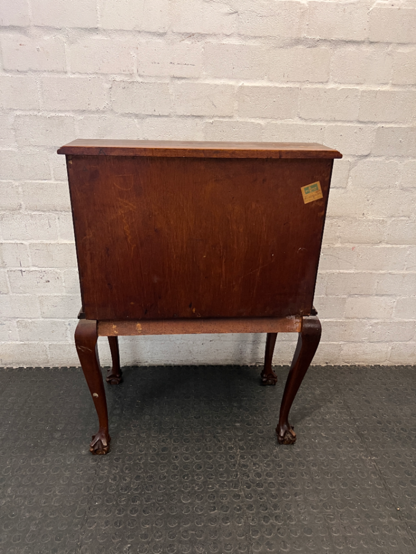 Vintage Wood Secretary Desk with Ball and Claw Feet — Broken Leg and Surface Marks
