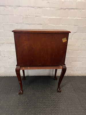 Vintage Wood Secretary Desk with Ball and Claw Feet — Broken Leg and Surface Marks