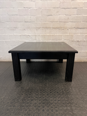 Square Black Pine Coffee Table with Fluted Legs — Good Working Order