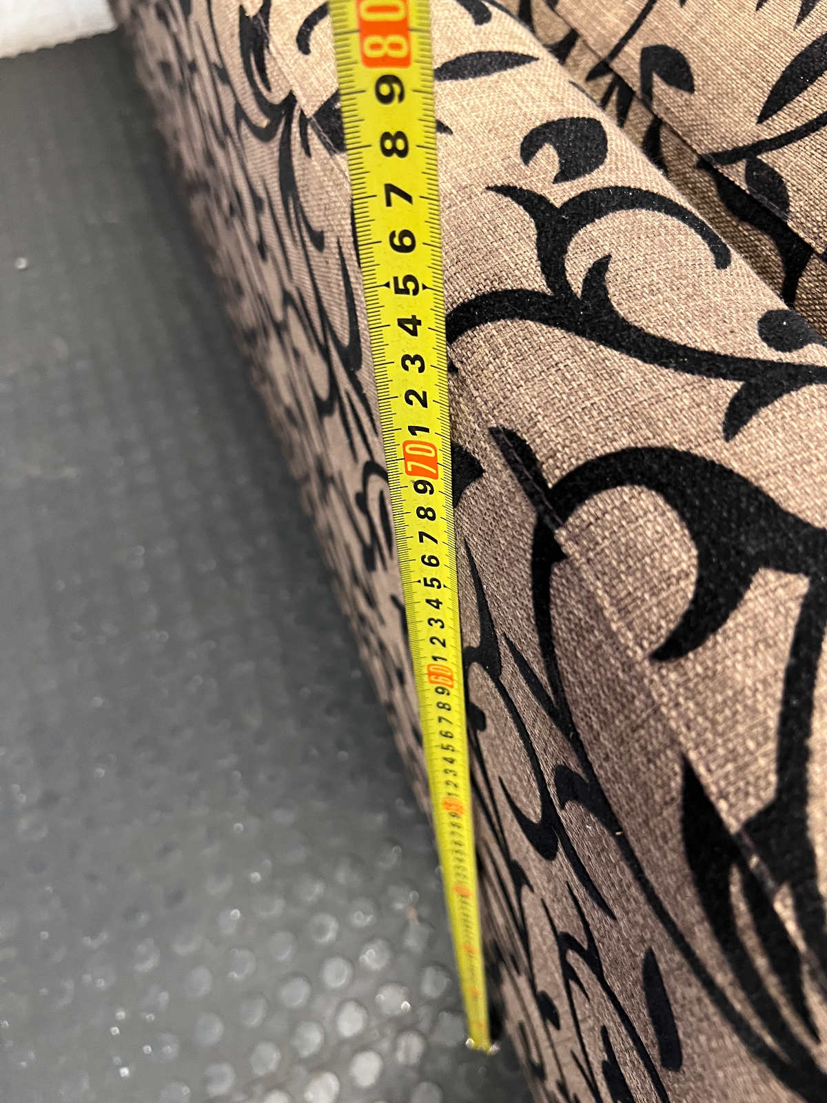 Contemporary Patterned Three-Seater Couch in Mocha & Black - 2ndhandwarehouse.com