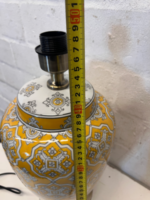Pair of New Yellow Ceramic Patterned Table Lamps - 48cm - 2ndhandwarehouse.com