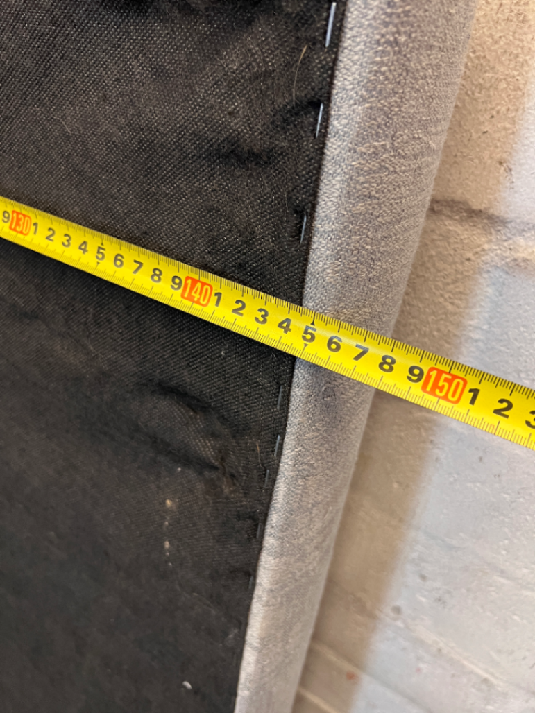 Grey Studded Double Headboard - Minor Sun Discolouration - 2ndhandwarehouse.com