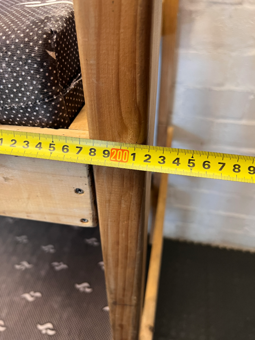 Oak-Coloured Wooden Bunk Bed with Ladder & 2 Mattresses - 2ndhandwarehouse.com