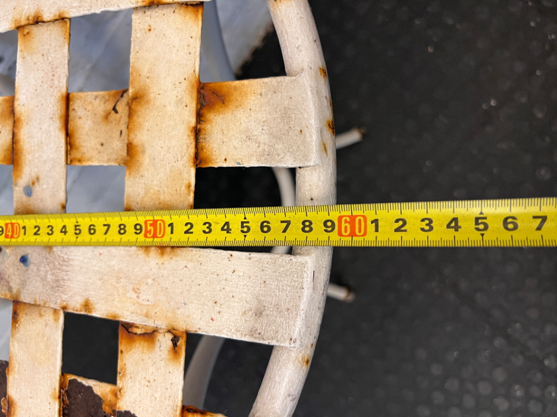 Rustic White Metal Braided-Top Outdoor Table - Visible Weathering - 2ndhandwarehouse.com