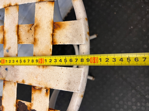 Rustic White Metal Braided-Top Outdoor Table - Visible Weathering - 2ndhandwarehouse.com