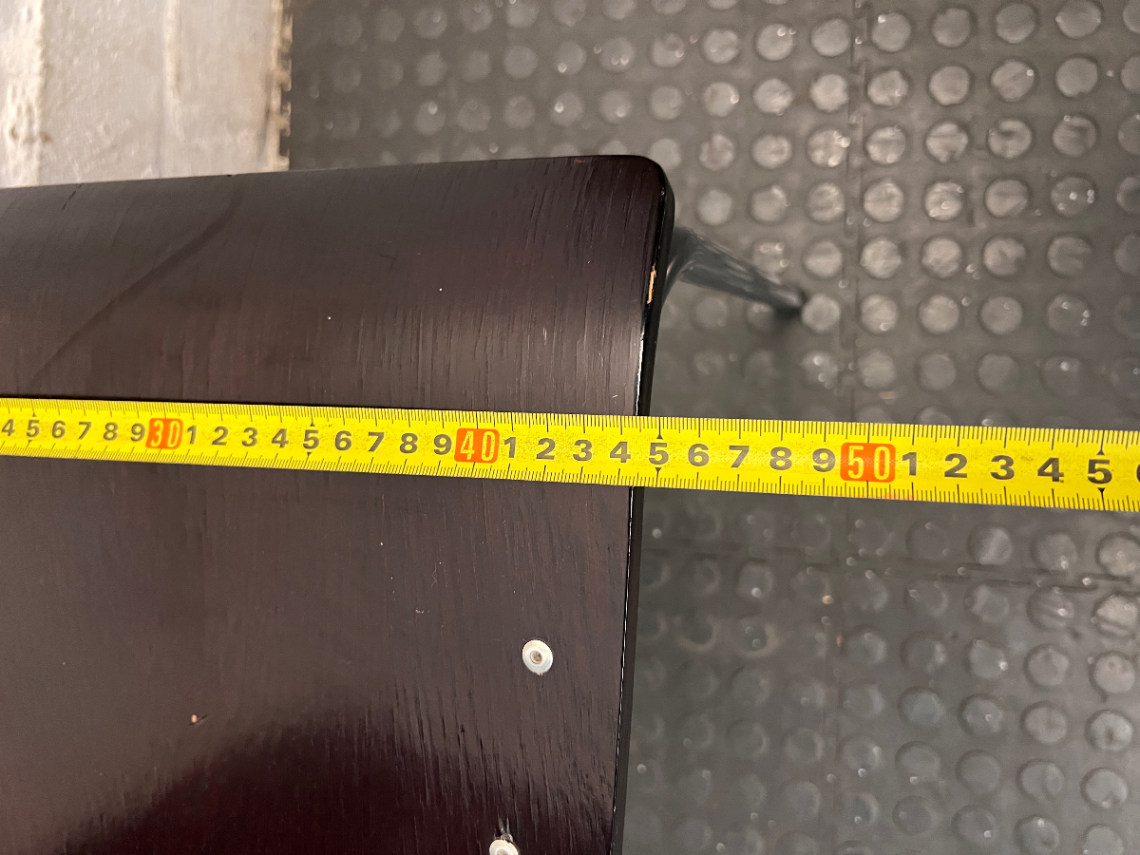 Dark Wood Veneer Dining Chair with Chrome Legs — Arm Rests Scuffed - 2ndhandwarehouse.com