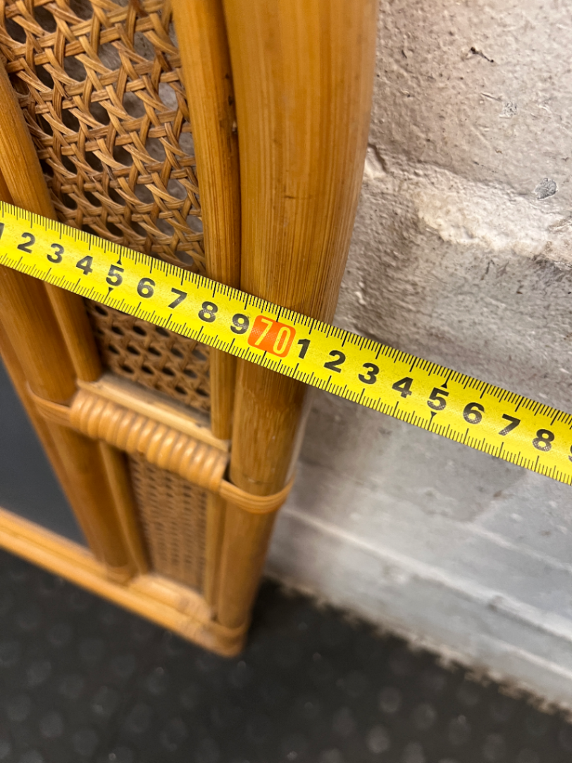 Arched Rattan and Cane Webbing Wall Mirror — Good Condition - 2ndhandwarehouse.com