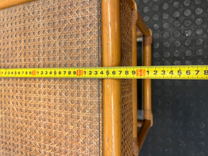 Bamboo Style Side Table with Glass Shelves — Fair Condition - Missing Drawer - 2ndhandwarehouse.com