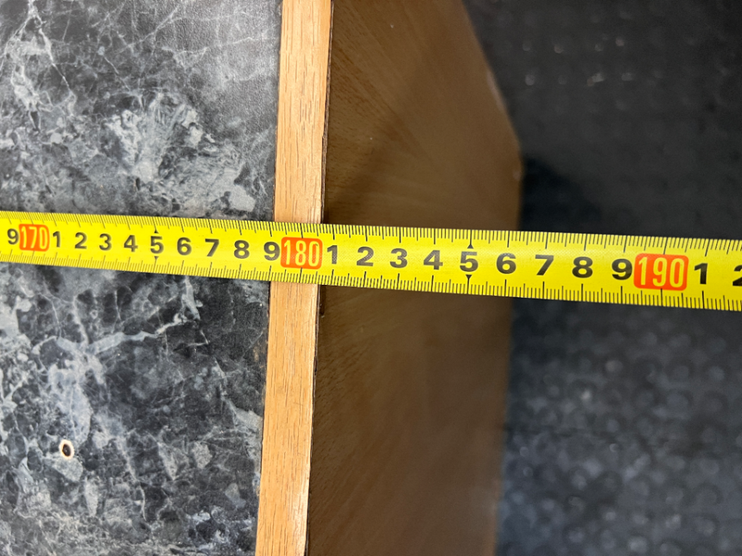 Grey Marble-Effect Top Office Desk with Side Cupboards — Backing Loose and Fragile Structure - 2ndhandwarehouse.com