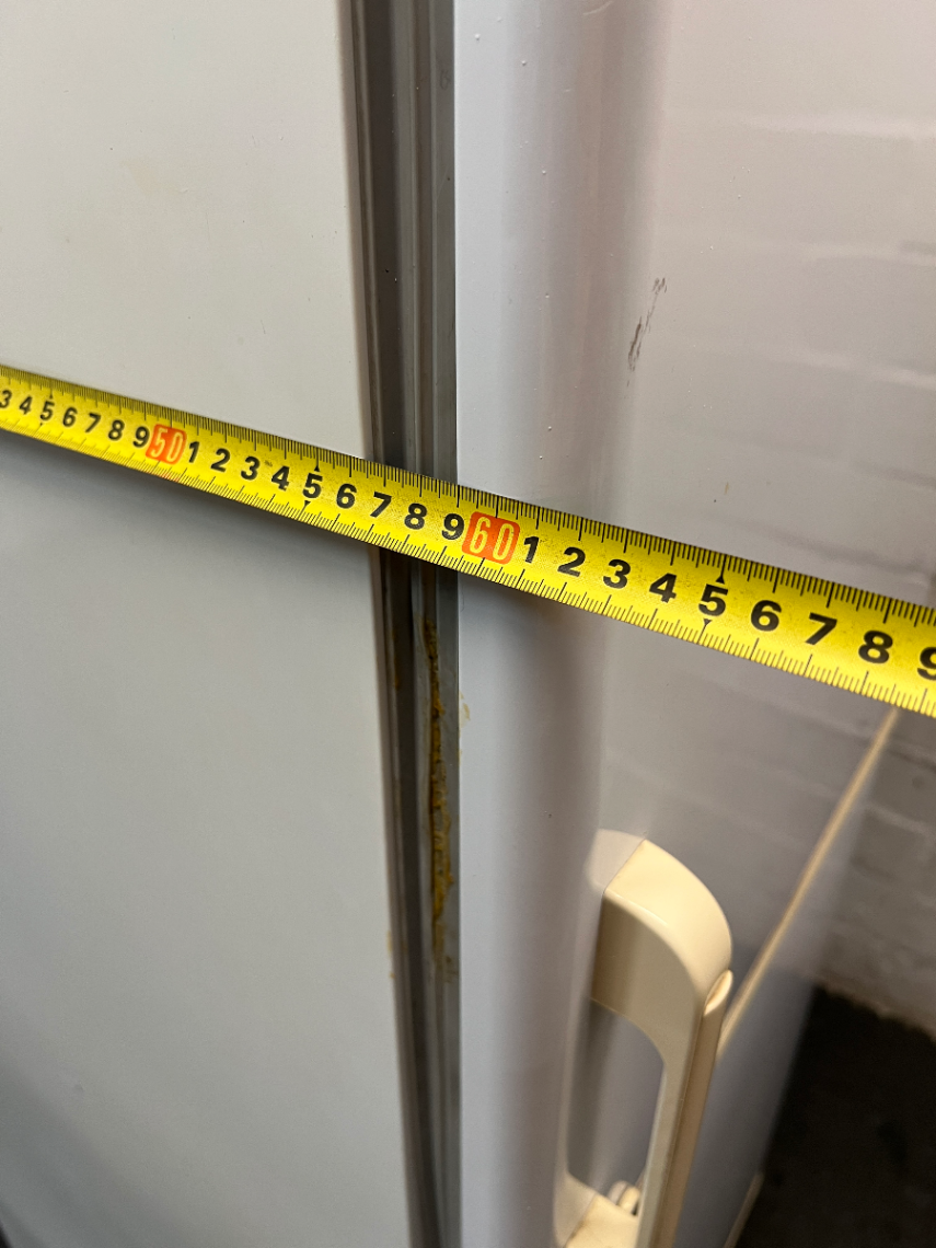 Fridge Master White Bottom Mount Fridge Freezer — Working Order with Scrapemarks in Freezer - 2ndhandwarehouse.com