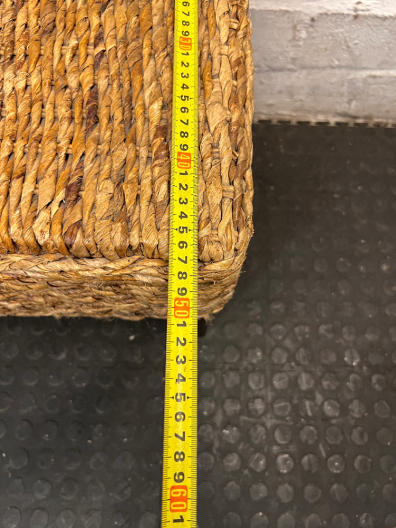 Woven Natural Fibre Dining Chair with Dark Wood Trim - 2ndhandwarehouse.com