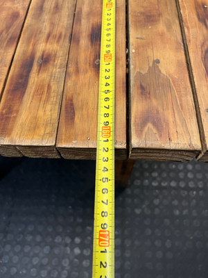 Slatted Pine Dining Table in Chestnut Finish — Good Working O - 2ndhandwarehouse.com