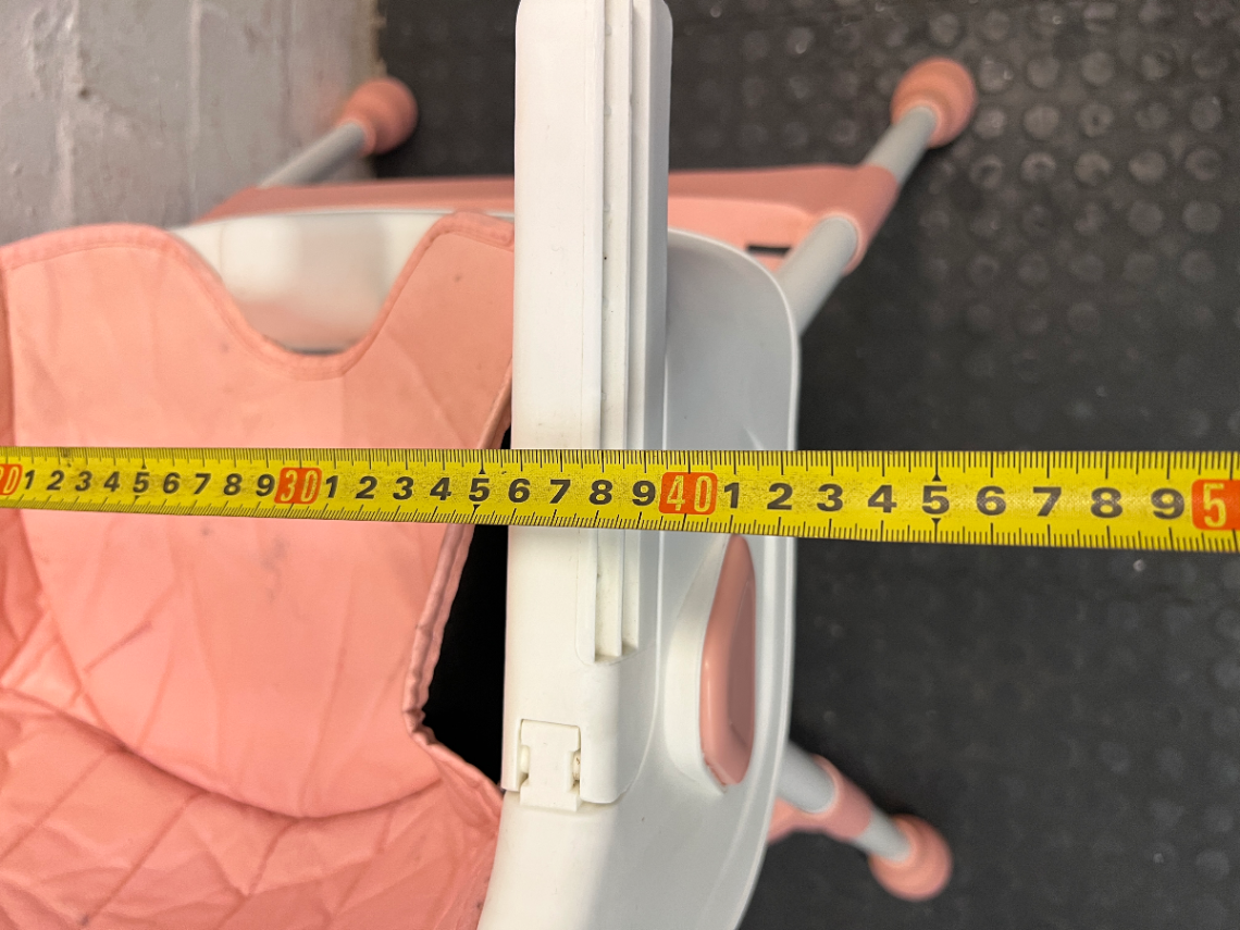 Cushioned Baby High Chair in White and Peach — Clean and Functional Condition