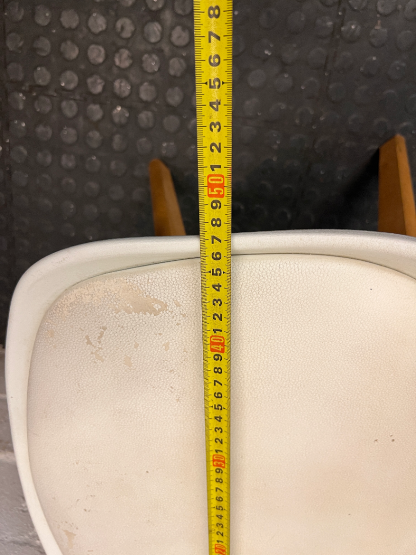 White Moulded Plastic Dining Chair with Wood Legs