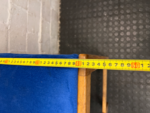 Ladder Back Wooden Bar Stool with Blue Padded Seat