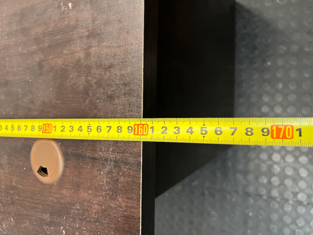 Dark Wood-Look Office Desk with 3 Drawers — Damaged Wood Surface