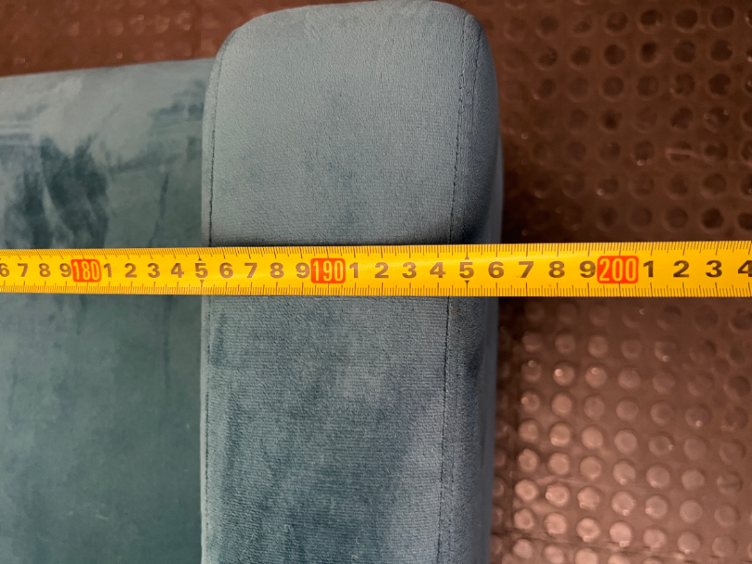 3 Seater Teal Blue Tufted Couch with Wooden Legs — Very Good Condition