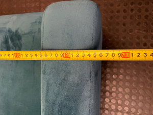 3 Seater Teal Blue Tufted Couch with Wooden Legs — Very Good Condition