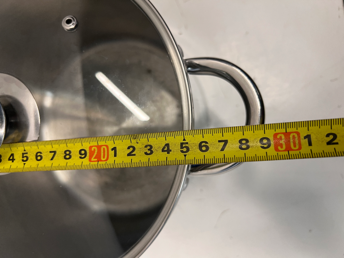 Polished Stainless Steel Pot with Glass Lid — Fair Used Condition with Surface Scratches