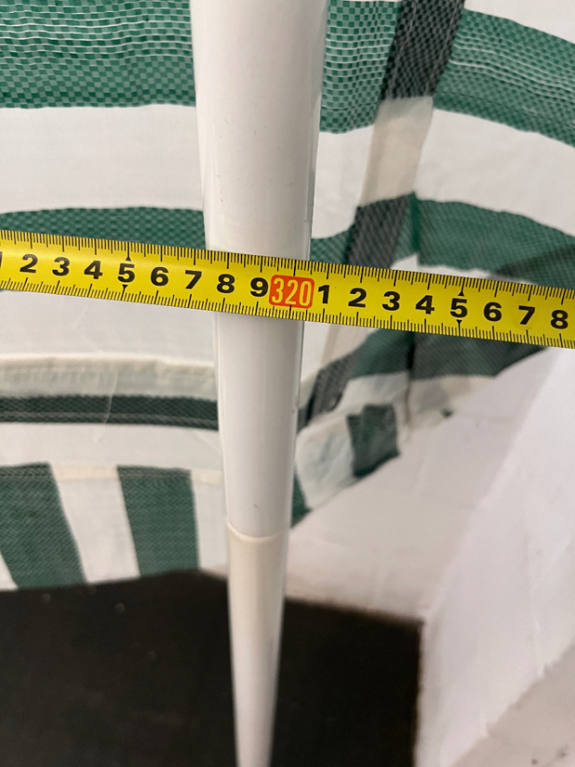 Striped Green and White Portable Canopy Carport — Fair General Condition