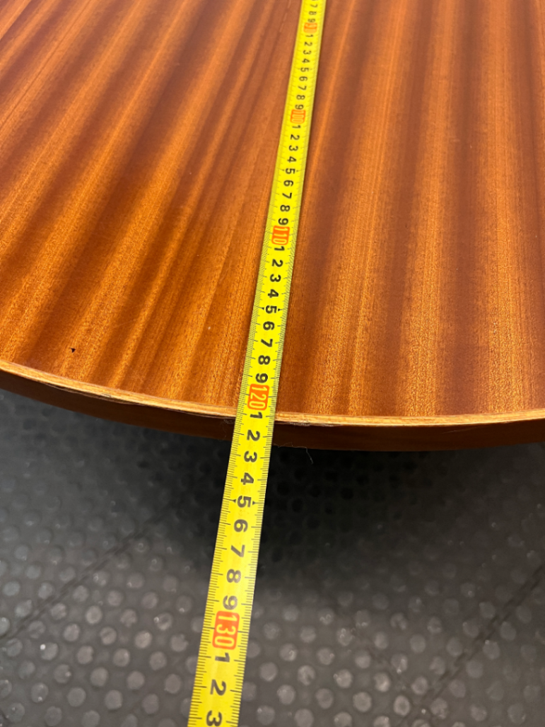 Round Wood Top Table with Metal Pedestal Base — Good Working Order