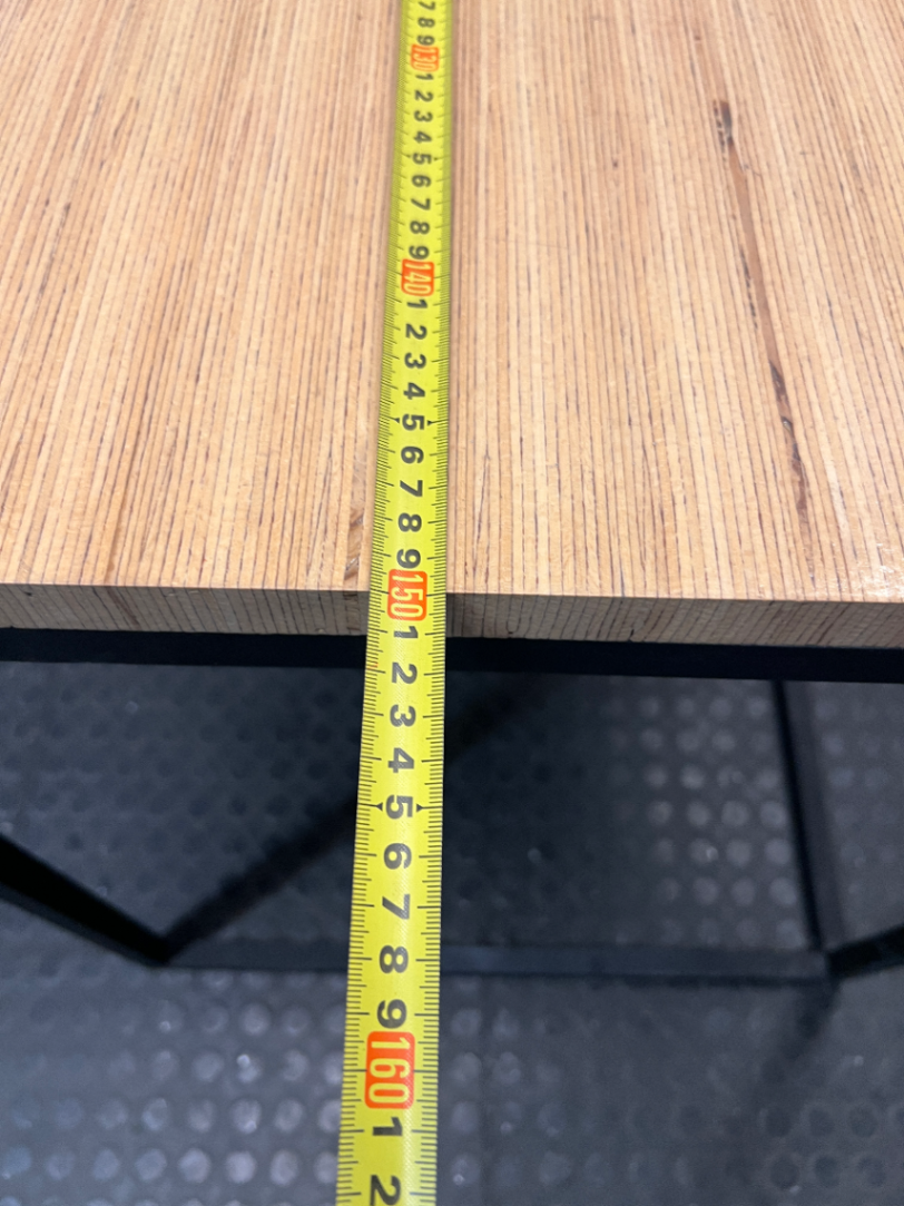 Modern Wood Top Office Desk with Black Metal Frame — Used; Fair Condition