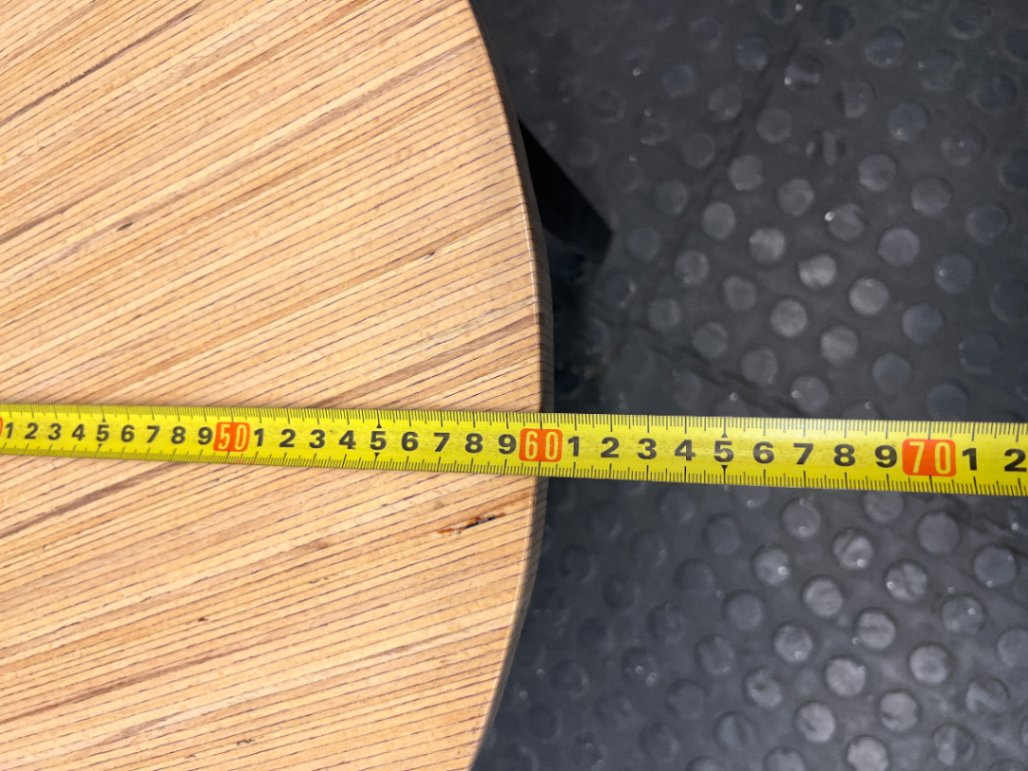 Round Light Wood and Metal Coffee Table — Clean Condition