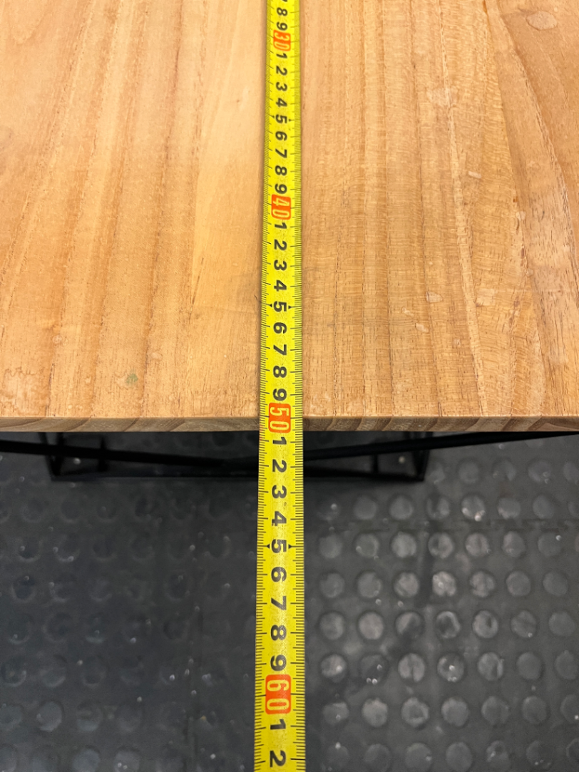 Industrial Style Square Side Table with Geometric Metal Base — Used; Fair Condition