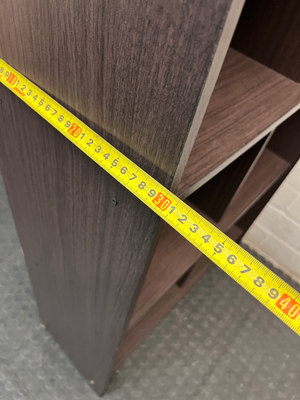Dark Wood-Grain Laminate 8-Cubby Bookshelf — Good Working Order