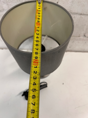Modern Metallic Table Lamp with Grey Fabric Shade — Good Working Order