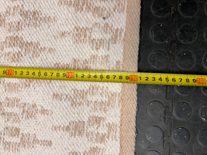 Beige Geometric Woven Area Rug — Well Used Condition