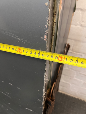 KIC Grey Upright Fridge-Freezer — Working Order With Visible Dents and Marks