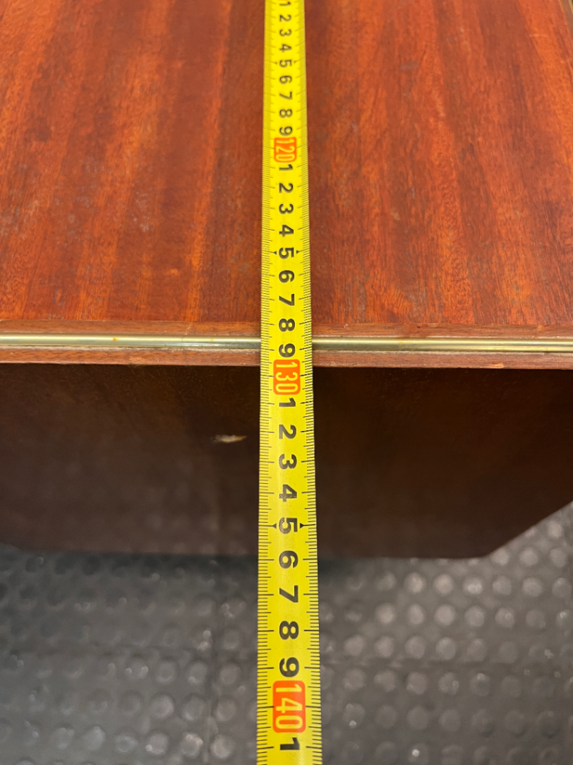 Mid-Century Style Wooden Dressing Table with Large Mirror — Worn Condition Throughout