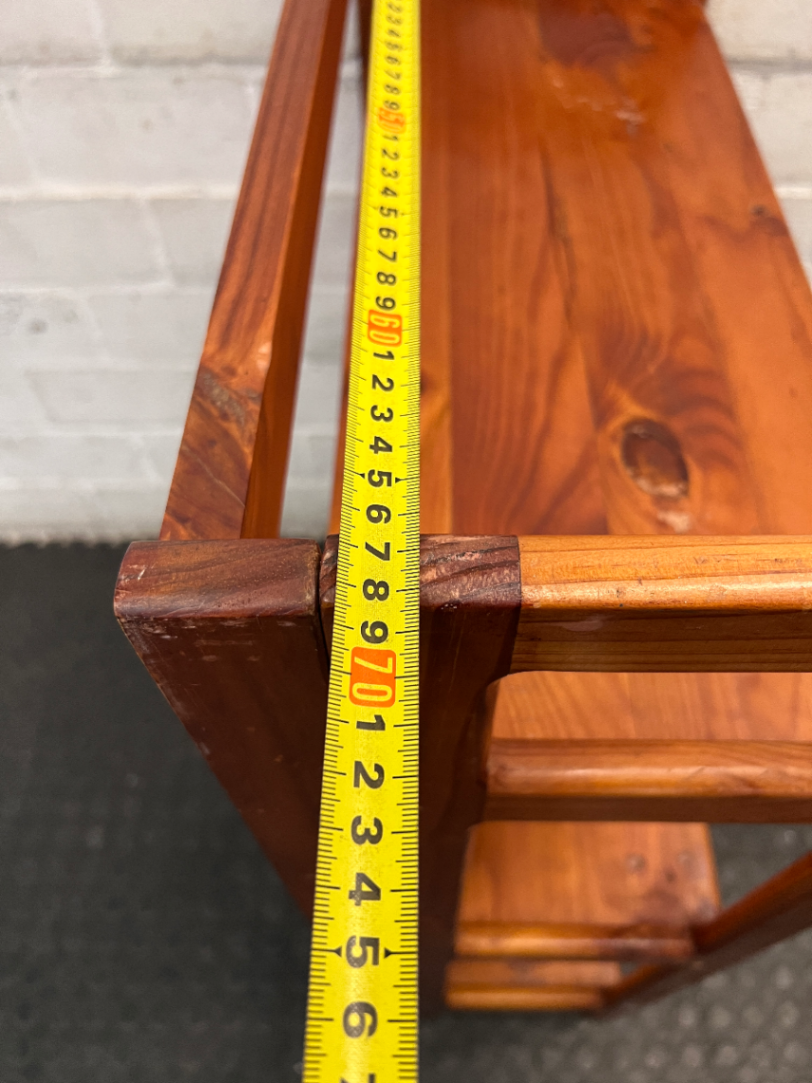 Foldable Three-Tier Wooden Bookshelf — Fair Used Condition