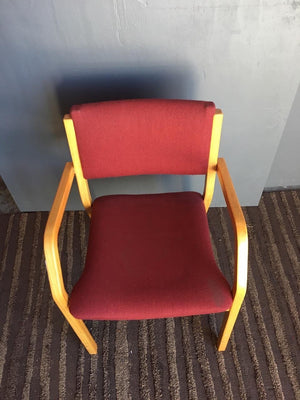 Red Wooden Visitors Chair - 2ndhandwarehouse.com