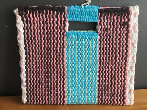 Blue And Pink Hand Woven Bag - 2ndhandwarehouse.com