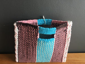 Blue And Pink Hand Woven Bag - 2ndhandwarehouse.com