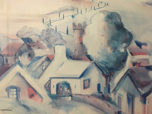 Houses On The Hill Framed Painting - 2ndhandwarehouse.com
