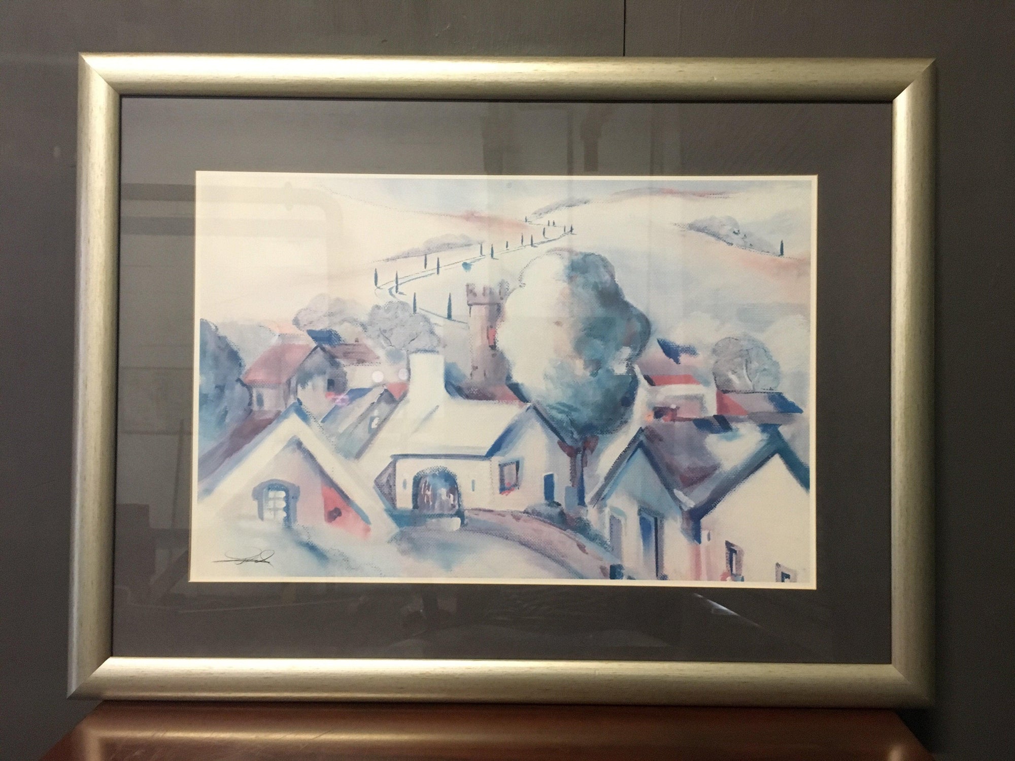 Houses On The Hill Framed Painting - 2ndhandwarehouse.com