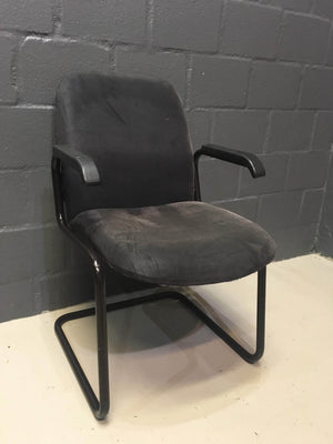 Grey Suede Visitors Chair - 2ndhandwarehouse.com