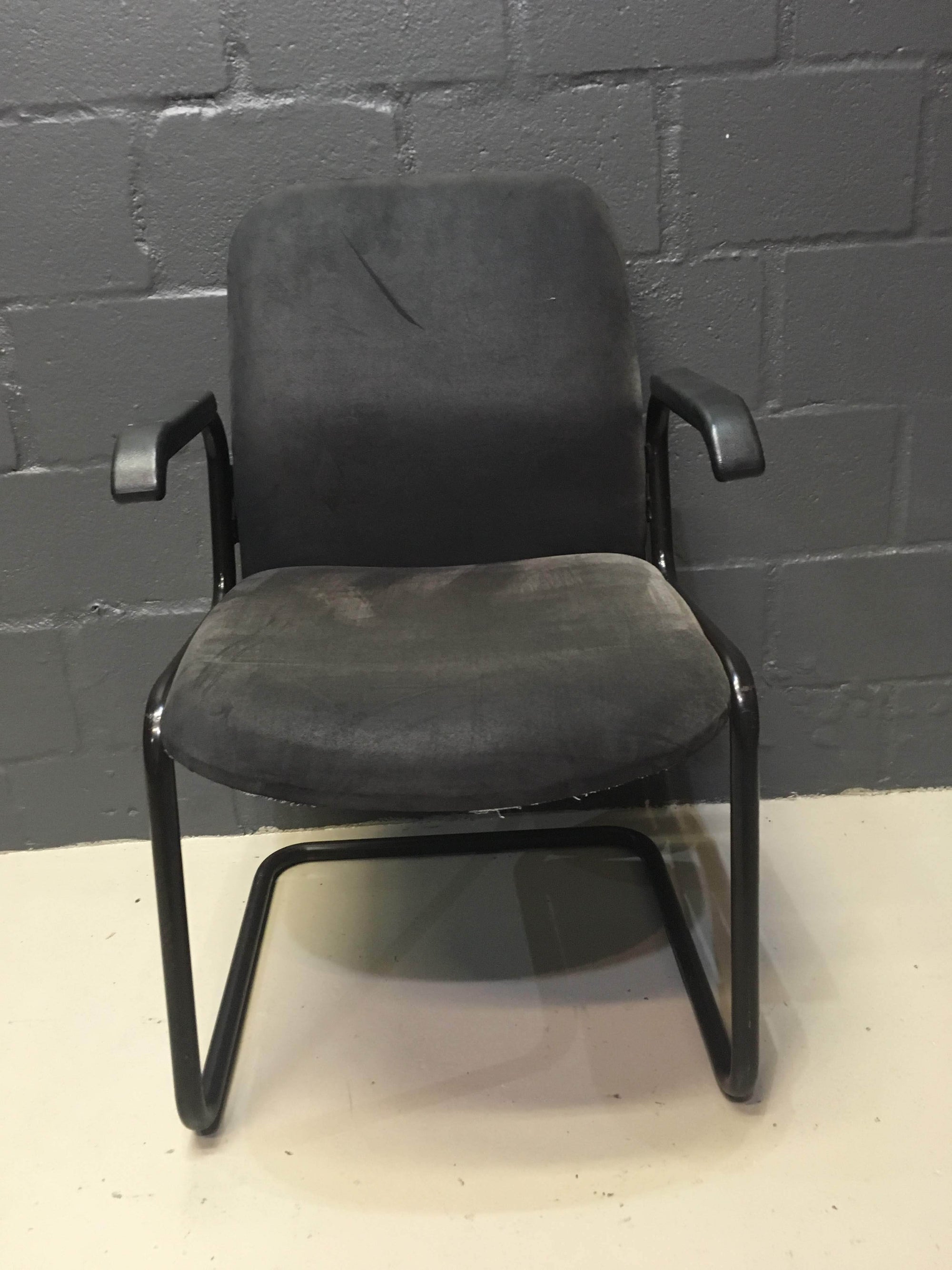 Grey Suede Visitors Chair - 2ndhandwarehouse.com