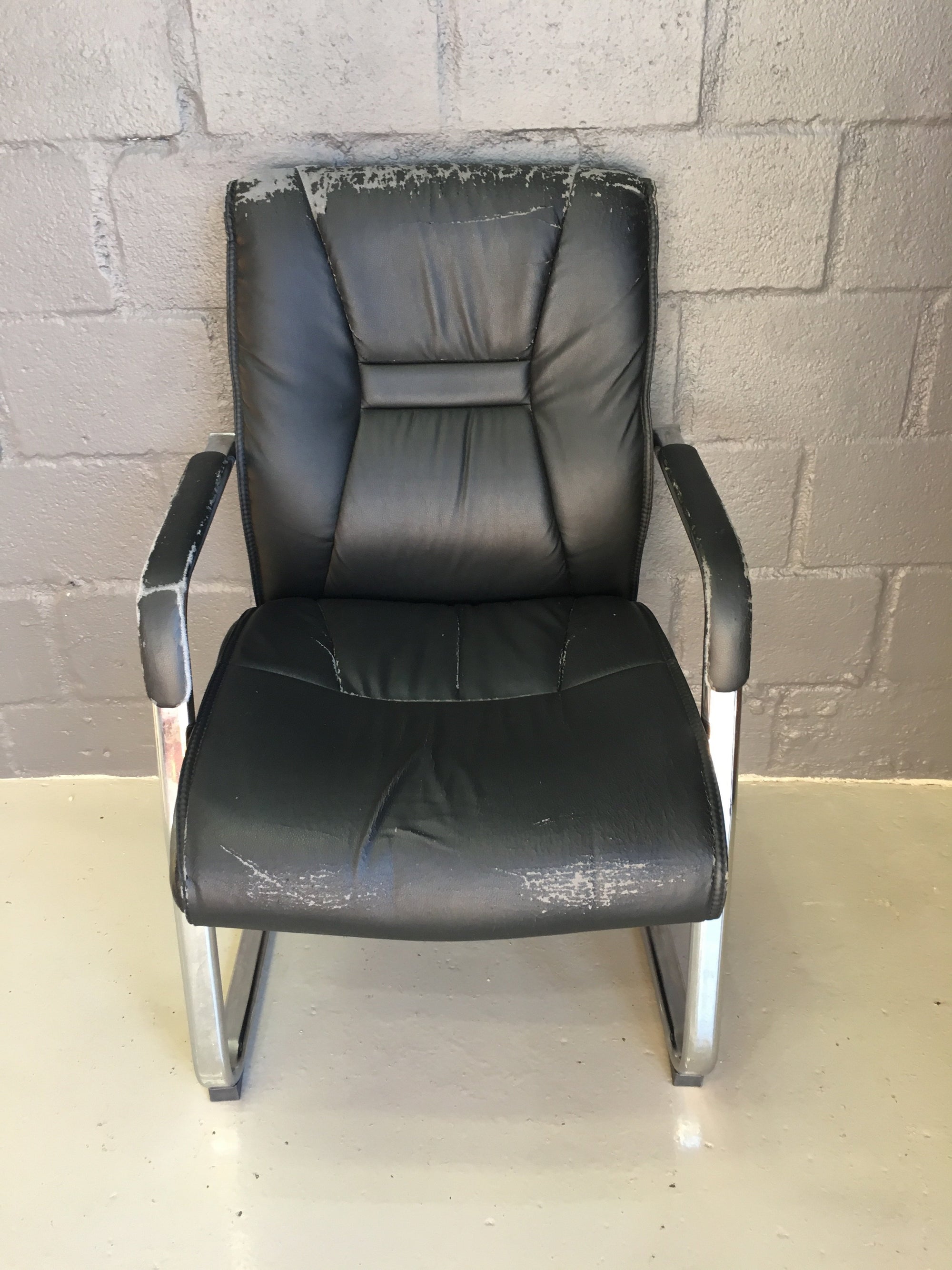 Black Pleather Visitors Chair - 2ndhandwarehouse.com