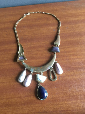 Brass Necklace with Stones - 2ndhandwarehouse.com