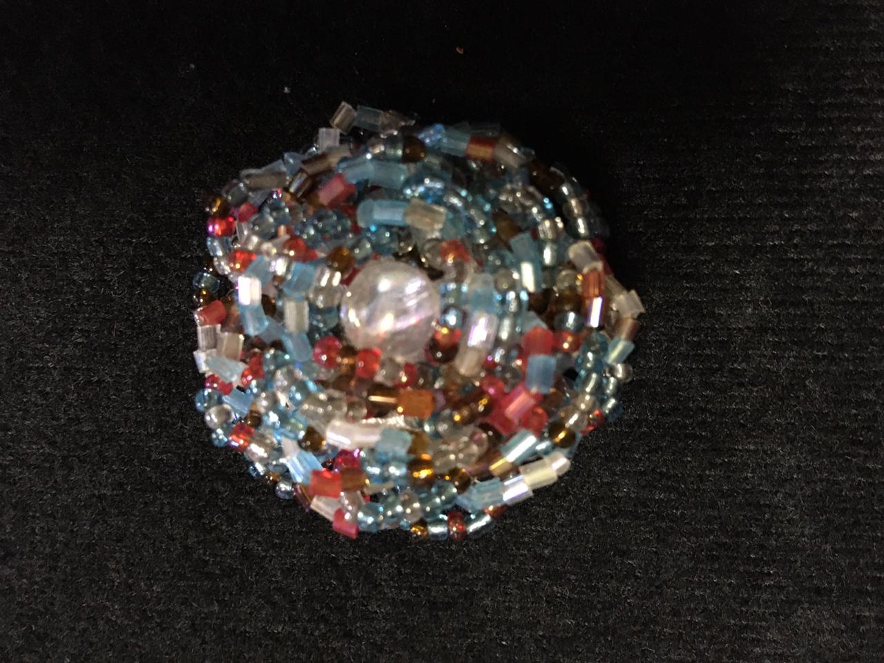 Beaded Blue/Red Ring - 2ndhandwarehouse.com