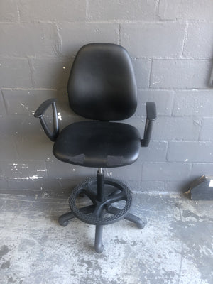 Tall Black Bar Chair on Wheels - 2ndhandwarehouse.com