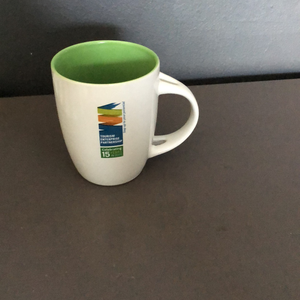 White  and green mug - 2ndhandwarehouse.com