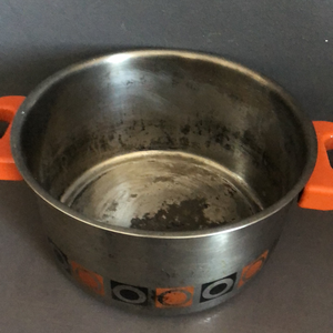 Silver and orange vintage pot - 2ndhandwarehouse.com