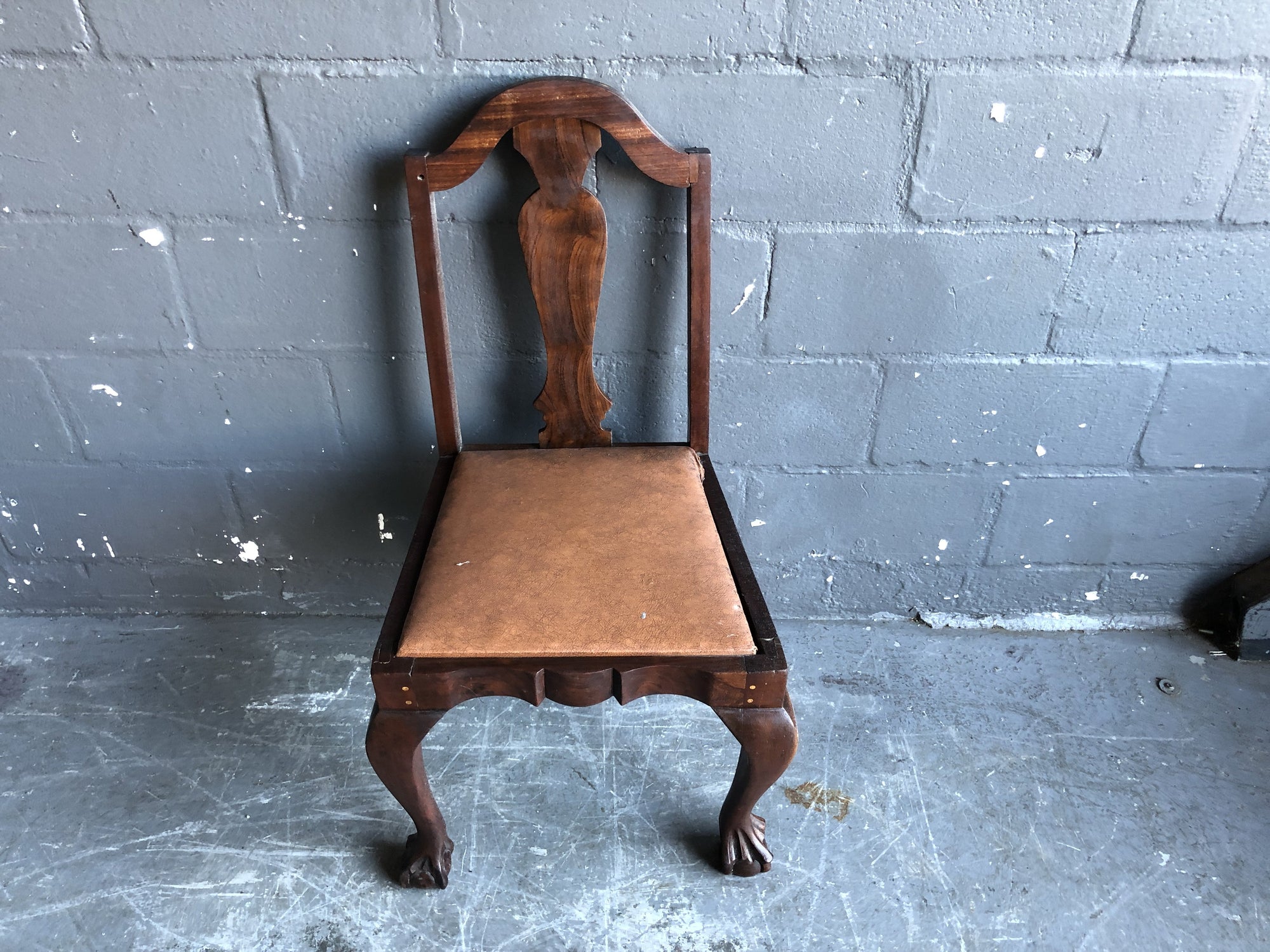 Ball and claw Dining Chair with orange cushion seating - 2ndhandwarehouse.com