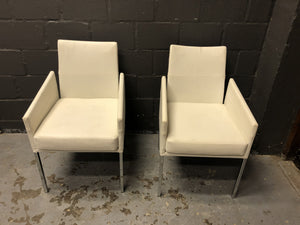 Modern Leather White Tub Chair - REDUCED