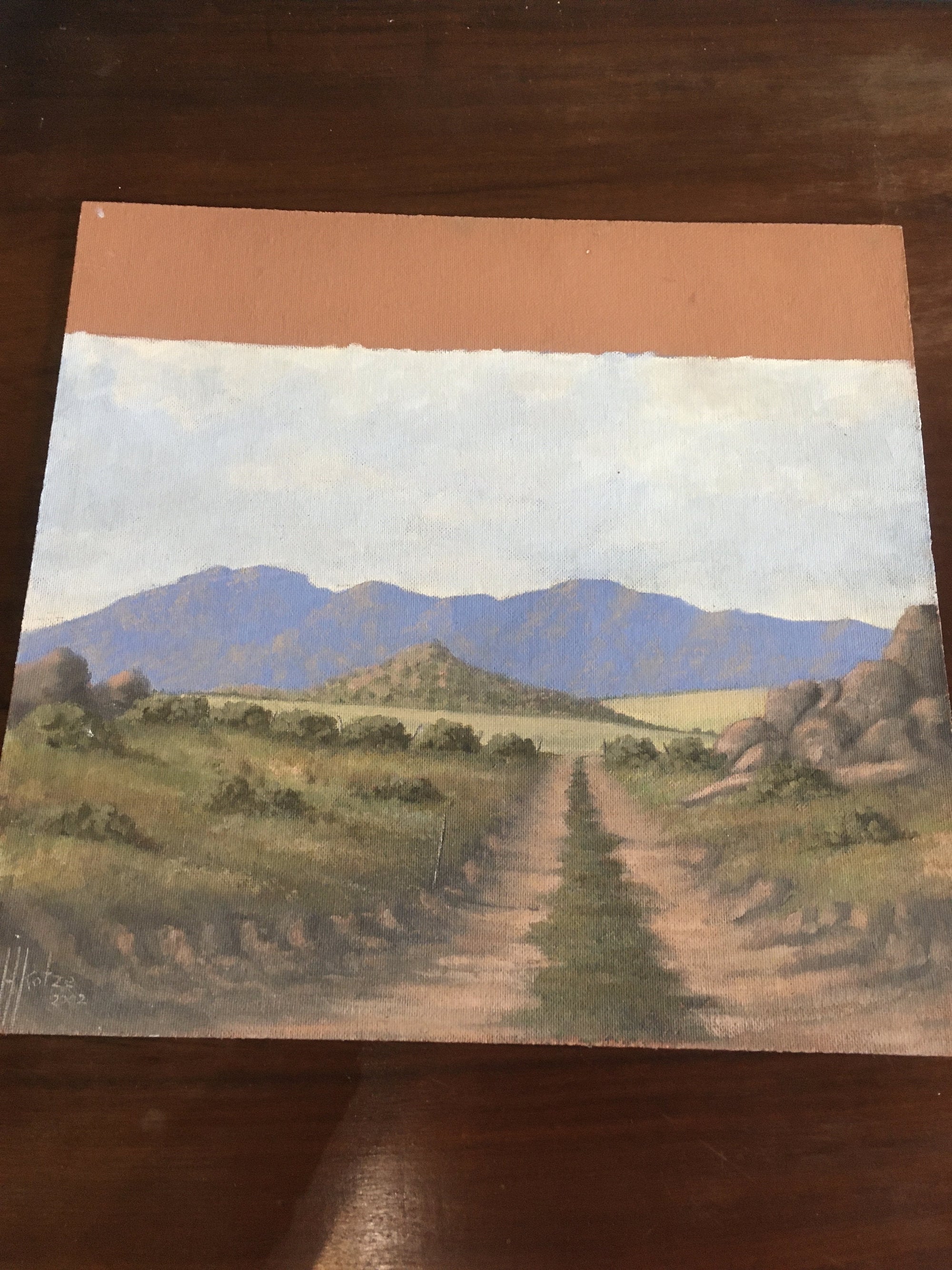 Country road painting(board)